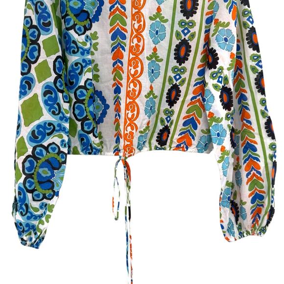 Mango Women's Printed Puff Sleeve Blouse Long Sleeve Top Size Medium - Picture 9 of 12